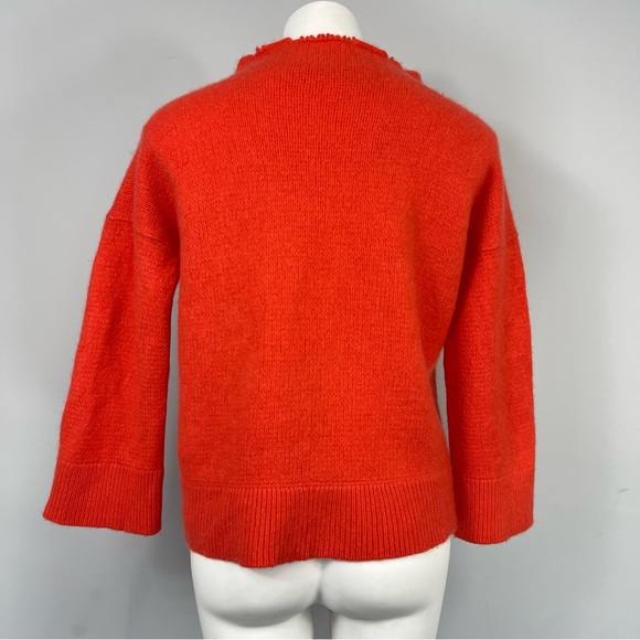 SMINFINITY 100% Cashmere Orange Thick Heavy Chunky Knit Boxy Mock Neck Sweater M - Picture 8 of 16